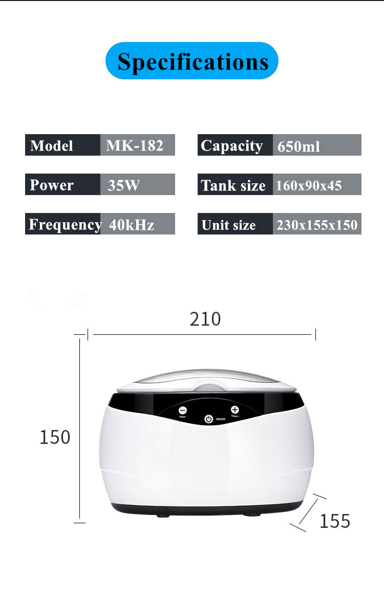 OEM Eyeglasses Ultrasonic Cleaner 600ml With Digital Timer MK-182