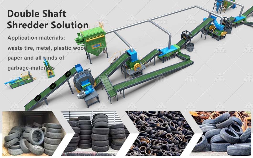 2ton - 3ton Rubber Tyre Shredder Machine Car Tire Shredder Customized