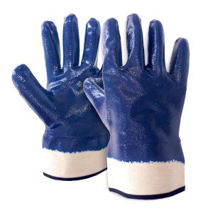 Quality Full Coating Chemical Resistant Gloves , Durable​ Blue Nitrile Coated Safety Gloves wholesale