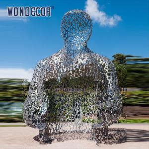 Quality Outdoor large hollow metal art sitting person stainless steel sculpture wholesale