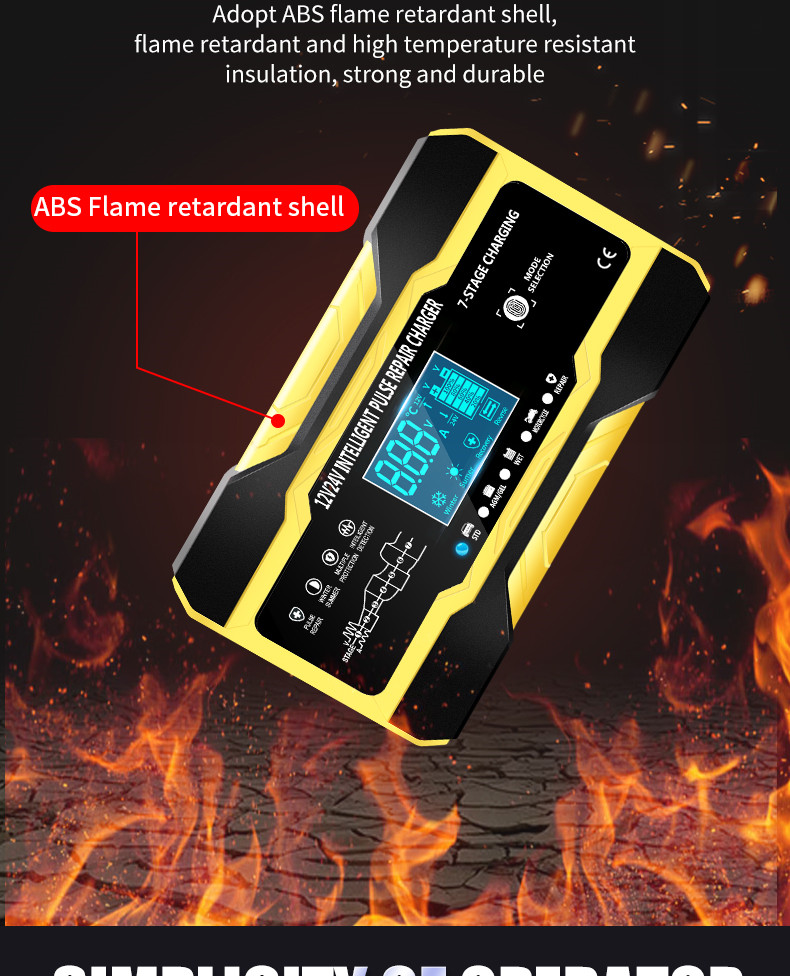 600W Intelligent Pulse Repair Battery Charger 12V 24V For Motorcycle