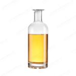 Rubber Stopper Sealing Type Custom Logo Clear Glass Bottle for Whiskey Vodka Rum