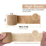 Cohesive Bandage 2" x 5 Yards, 6 Rolls, Self Adherent Wrap Medical Tape,