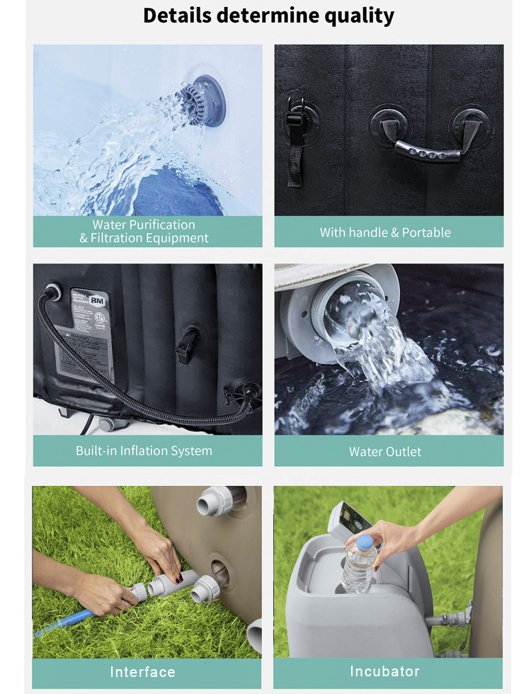 Customized Logo 4 Person Spa Hot Tub For Outdoor Inflatable Round Spa Pool Tub