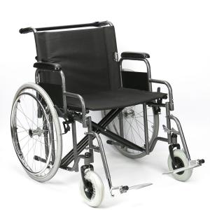 Quality 8 Inch Front Wheel Folding Steel Wheelchair Obesity Large Body Weight 51cm Sitting Height wholesale