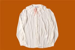 Quality Casual White Princess Collar Shirt 100% Polyester With Cute Bandage wholesale
