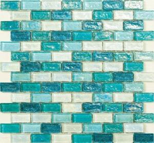 Quality Green blue water waving glass mosaic tile for pulic pool or spa wholesale