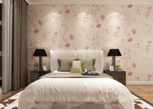 Quality Eco - friendly Light Pink Country Floral Wallpaper , Bedding Room Vinyl Wall Coverings wholesale