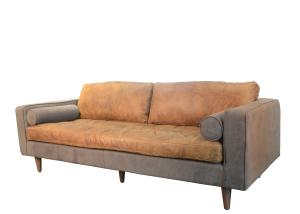 Quality L224cm Three Seater Leather Couch Vintage Leather Sofas For Hotel Office wholesale