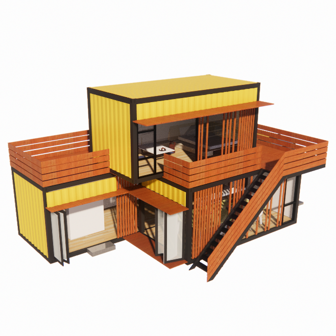 Commercial Street Shops Folding Room Combination with Yellow Renovation Industrial Wind Outdoor Flat Pack Container House