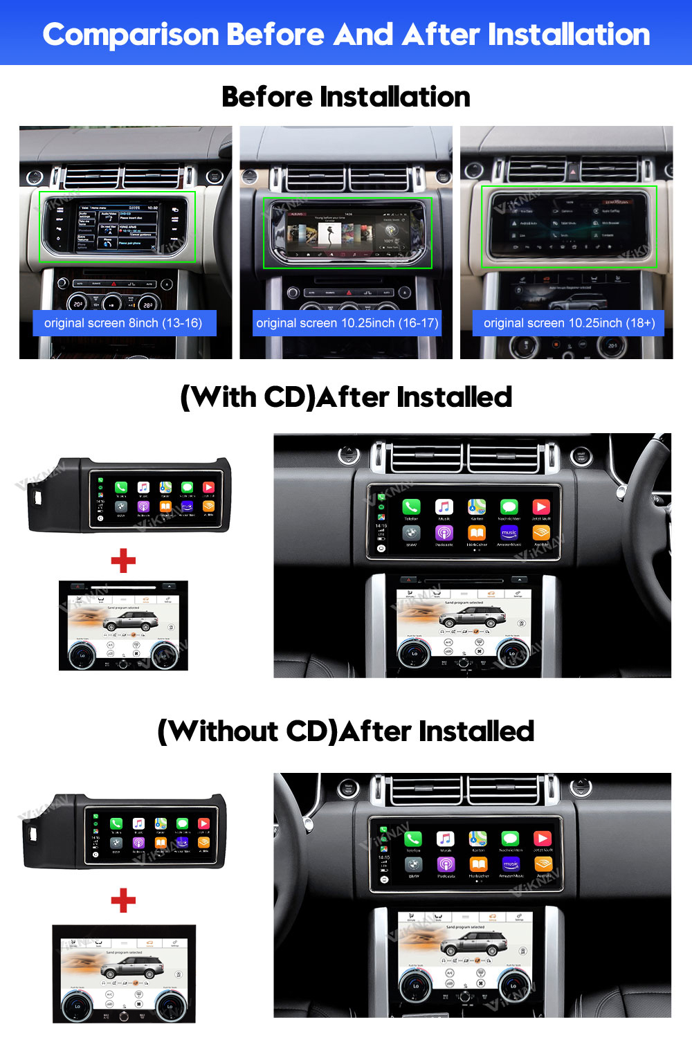 Viknav Car Radio For Range Rover Vogue L405 (2013-2020) 12.3 inch With AC Touching Screen Multimedia Player Navigation