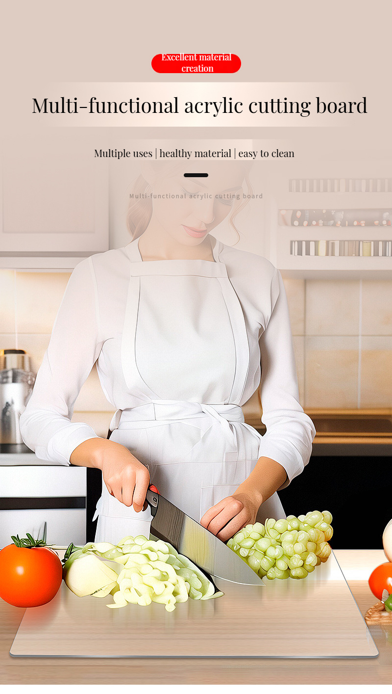 Durable Kitchen Tools Custom Logo Acrylic Chopping Block for Safe and Flexible Cutting
