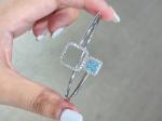 Blue Synthetic 1.2ct Lab Grown Diamond Bracelet Princess Cut 18k White Gold