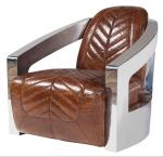 Stainless Steel Antique Leather Armchairs For Leisure Room
