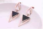 Wholesale Fashion Jewelry Stainless Steel Rose Gold Earrings For Women Black