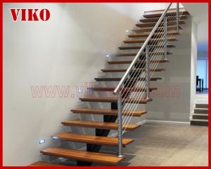 Quality Steel Cable Stair VK72SC Handrail 304 Stainless Steel Aluminum Baluster Treed Beech Glass Carbon Steel Powder-coate wholesale
