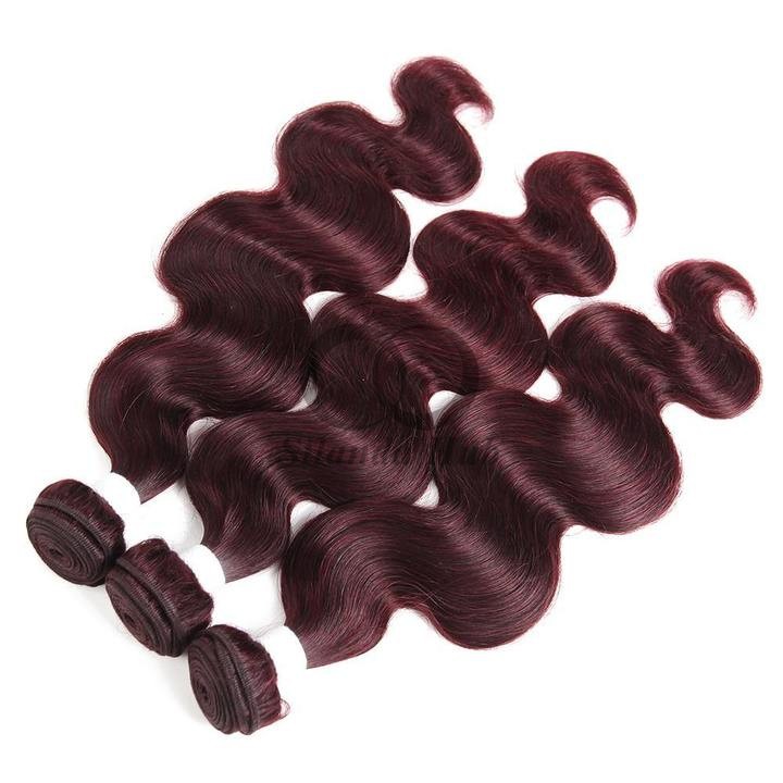 #99J Dark Wine Body Wave Remy Human Hair Bundles Sew In Weave Bundles Brazilian Bundle Deals