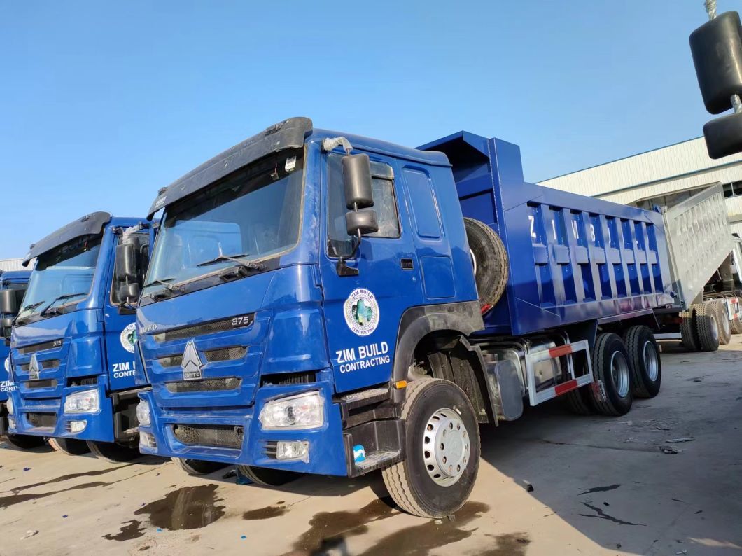 blue Dump Truck Sinotruck HOWO 6*4 Right Driving Dump Truck Secondhand Truck 10tires