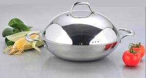 Quality 2Pcs 3-ply stainless steel cookware wok SHSW-1006 wholesale
