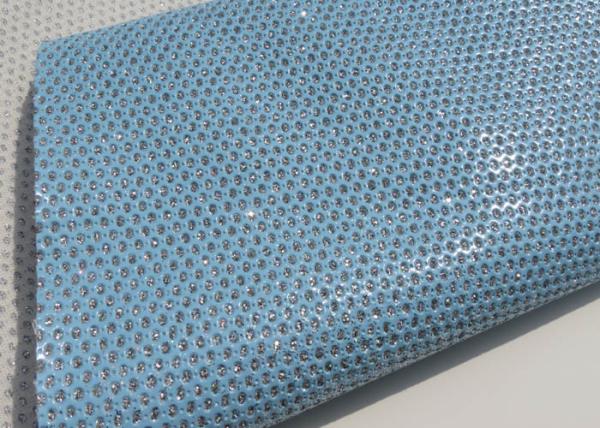 Light Blue Beautiful Perforated Leather Fabric Waterproof Leather Material