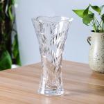 Thickened Wall Crystal Glass Vase , 10 Inch Tall Diamond Cut Glass Vase