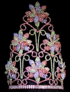 Quality Spring 3D flowers for Easter pageant crowns custom flowers crowns lovely girls pageant crowns and tiaras pai crown wholesale