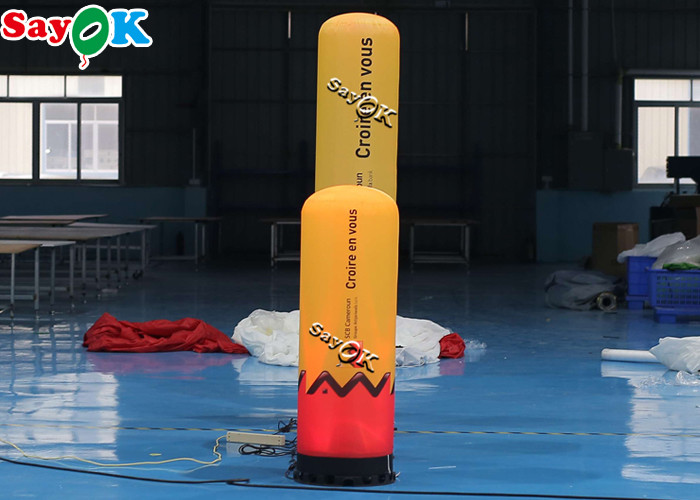 0.46x1.22mH Pink And Yellow LED Tube Inflatable Pillar With Blower