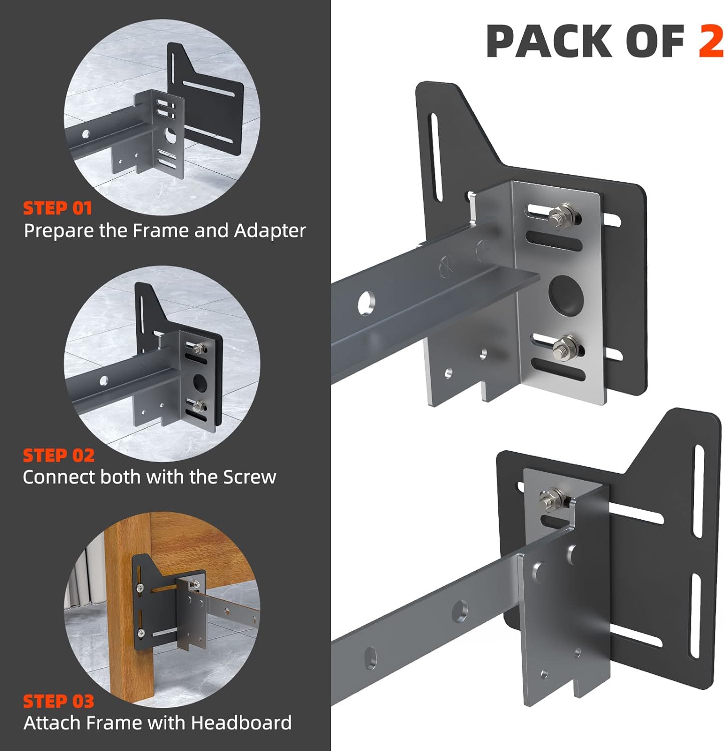Extra Heavy Duty Bed Modification Plate with Carbon Steel Bed Frame Brackets Adapter