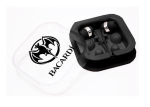 Quality Pure Black Color Wired In Ear Earbuds ABS Material 1200MM Cord Length wholesale