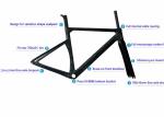 700c Road Racing Aerodynamic Bike Frame Internal Cable Routing Superlight 950g