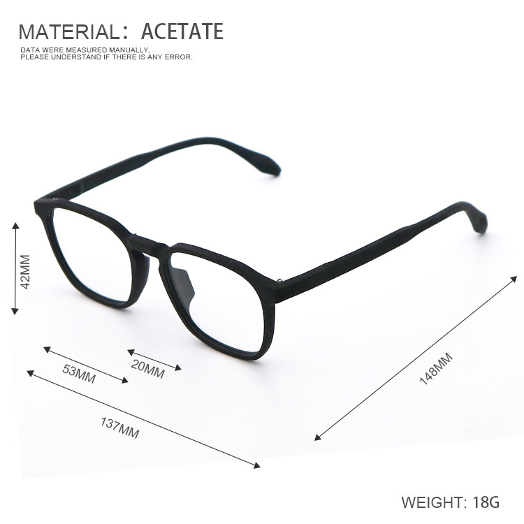 Polygons Wood Grain Frame Eye Glasses Acetate Glasses Frame Unisex