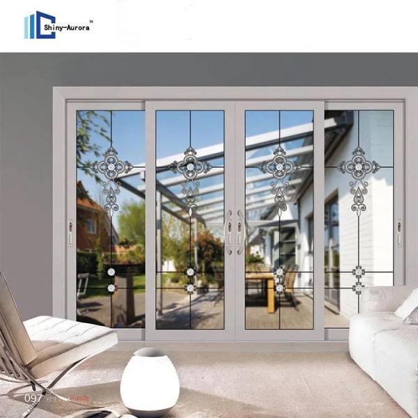 Three Rail Broken Bridge Aluminium Sliding Doors 40 Sound Insulation For Family