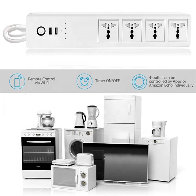 AU EU 2000W Smart Power Strip With Energy Monitoring 4 Sockets