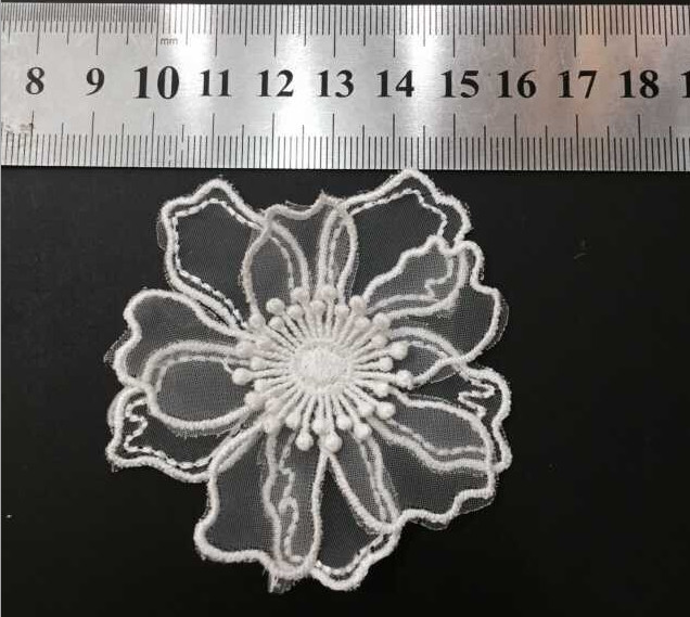 Garment Accessories Embroidery Organza Applique Flower Ivory Color