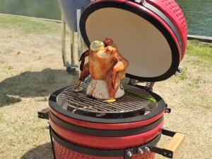 Quality Red Glazed 15 Inch Kamado Grill Smoker Ceramic Charcoal Kitchenware wholesale