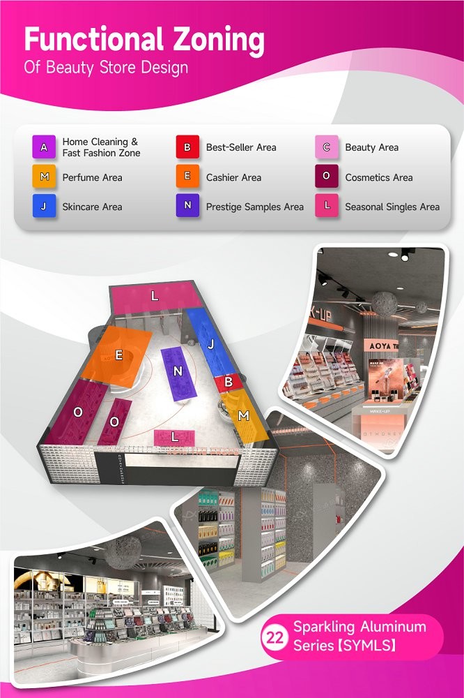 22-SYMLS Beauty Store Zoning With Shining Mold Aluminum Series