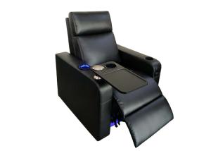 Quality Reclining Black Leather Home Theater Seats With Tray Table wholesale