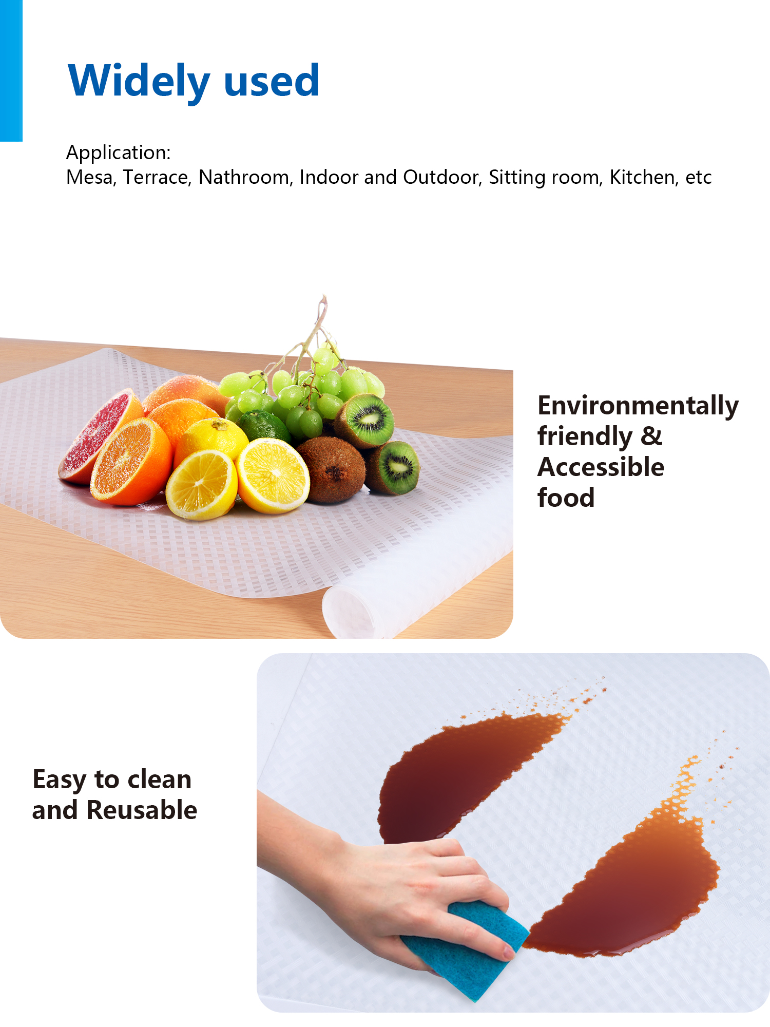 Transparent Anti-slip Shelf Liner for Bathroom Kitchen Cabinet Drawer and Refrigerator