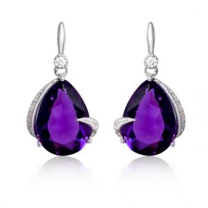 Quality Jewellery Mythos Claw Amethyst Silver Drop Earrings For Women wholesale