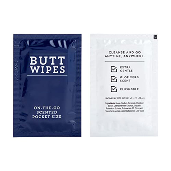 1 Pack 100 Wipes Individually Wrapped Unscented Extra-Large On-The-Go butt Wipes