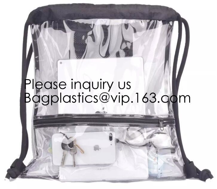 Clear Cinch Bags Traveling Sport Bags,Backpack with Front Zipper Mesh Pocket,Mesh Pocket and Bottle Mesh Poket,holder