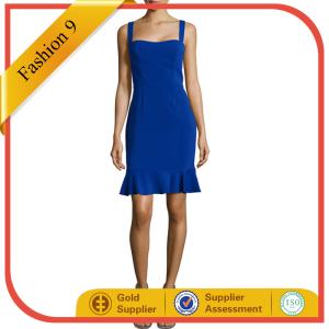Quality Sleeveless Fitted Bustier Flounce Dress, Blue wholesale