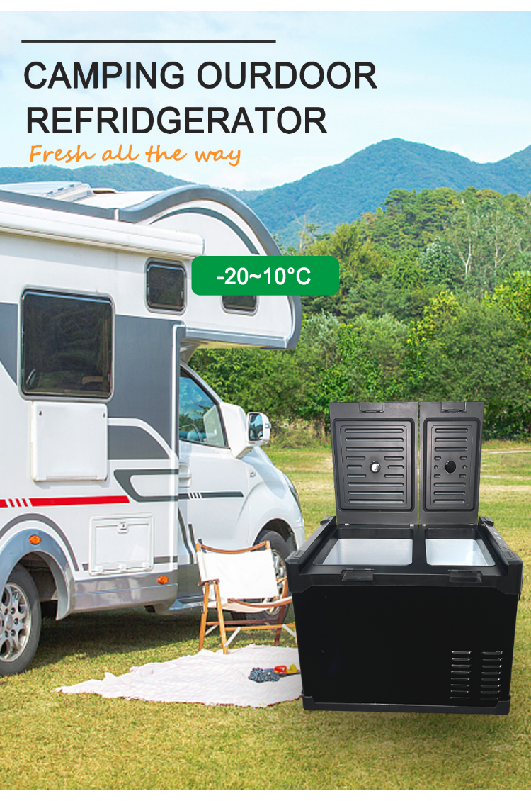 Multifunctional 12V Outdoor Car Fridge with R134a/R600a Compressor and 55L Capacity