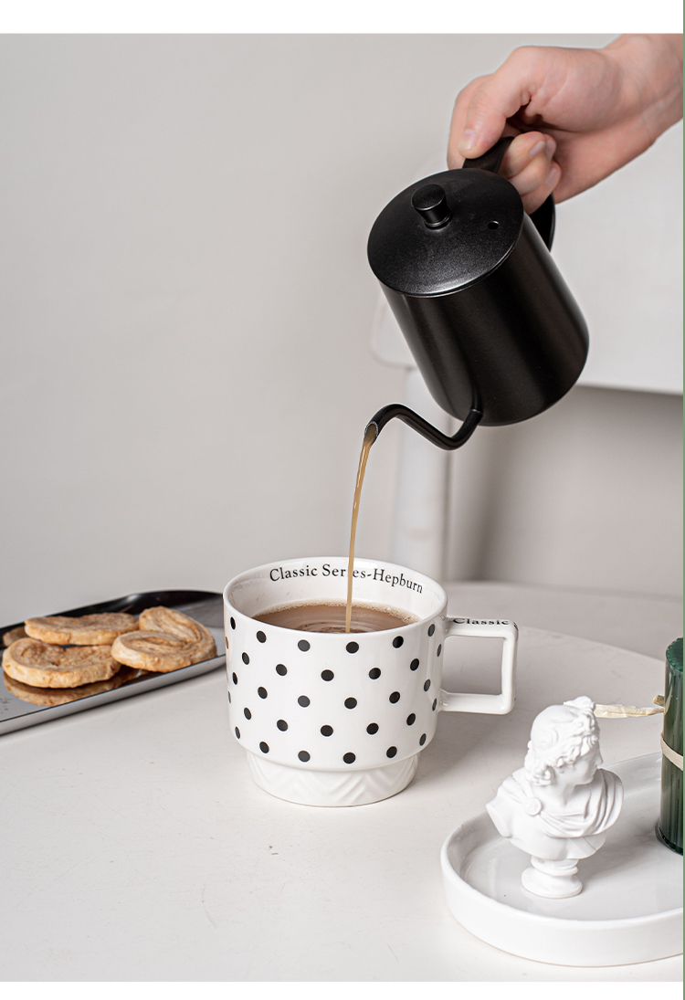 Experience The Elegance Of Black And White Ceramic Mug Coffee Cup For Business Gifts
