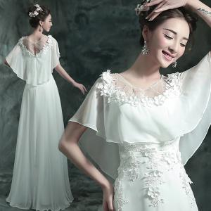 Quality White Chiffon Lotus Leaf Neck Elegant Evening Dresses TSJY038 wholesale