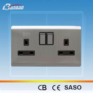 Quality LK6056D Stainless steel double 13A UK British socket wholesale