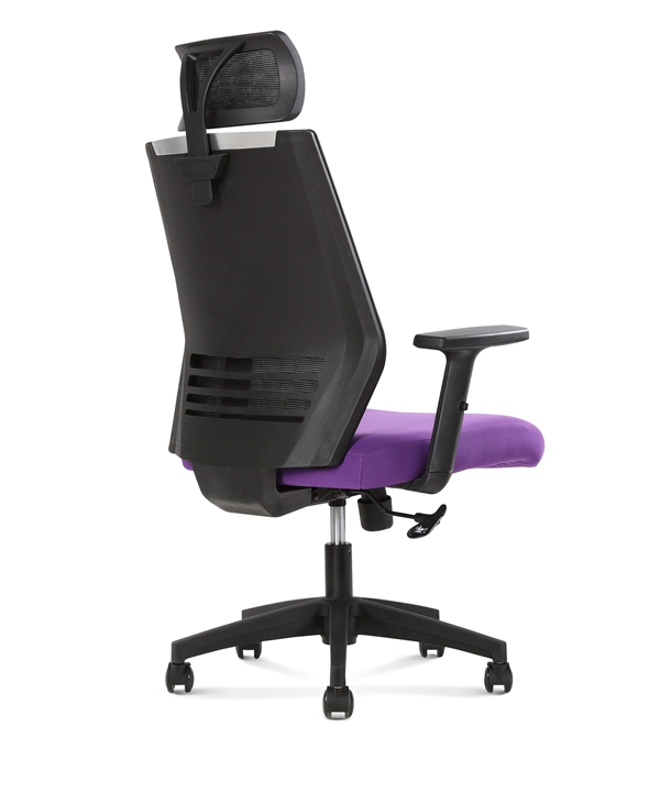 Lumbar Supported High Back Mesh Office Chair with Adjustable Headrest black & purple