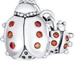 Insect Garden Mother Baby Ladybugs Red CZ Dangle Charm Beads Good Luck