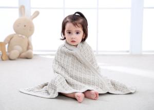 Knitted Personalized Cotton Baby Blankets , Customized Oblong Unique Baby Bedding Sets