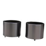 Outdoor black cylinder medium cast iron flower pot with wheels